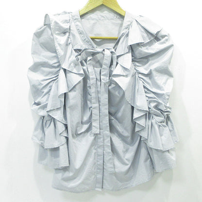 snidel | スナイデル フロントスリットボウタイブラウス フリル七分袖シャツ 長袖シャツ サイズ：ONE SIZE ブラウス SWFB231119 ライトブルー グレーブルー【三重本店】