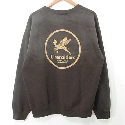 LIBERAIDERS | リベレイダース CIRCLE LOGO CREW SWEAT SHIRT サークルロゴ長袖スウェットシャツ USED加工 ダメージ加工 スウェット ブラウン サイズ：M【三重本店】