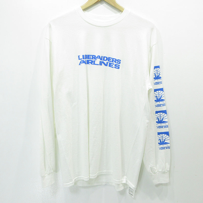 LIBERAIDERS | リベレイダース AIRLINE L/S TEE エアライン長袖Tシャツ 26SS ロゴプリント 長袖Ｔシャツ ホワイト サイズ：M【三重本店】