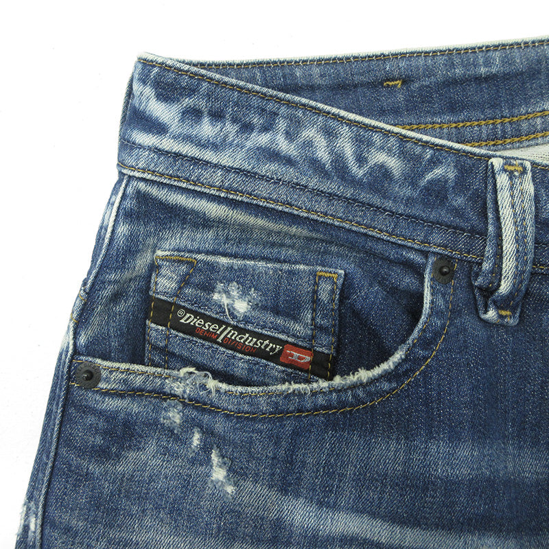 DIESEL | ディーゼル THOMMER-T USED加工ジップフライデニムパンツ ダメージ加工 ジョグジーンズ デニムパンツ ブルー サイズ：29【三重本店】