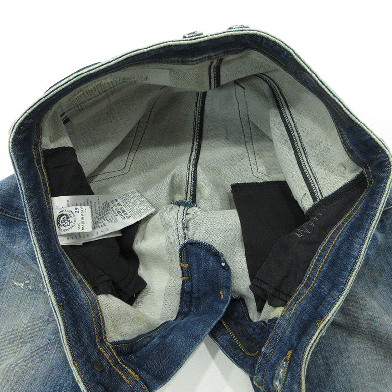 DIESEL | ディーゼル THOMMER-T USED加工ジップフライデニムパンツ ダメージ加工 ジョグジーンズ デニムパンツ ブルー サイズ：29【三重本店】