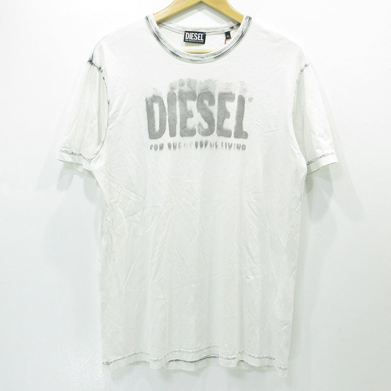 DIESEL | ディーゼル T-DIEGOR-E6 ロゴプリント半袖Tシャツ 半袖Ｔシャツ A06534 ホワイト×グレー サイズ：XL【三重本店】