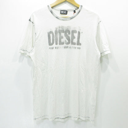 DIESEL | ディーゼル T-DIEGOR-E6 ロゴプリント半袖Tシャツ 半袖Ｔシャツ A06534 ホワイト×グレー サイズ：XL【三重本店】