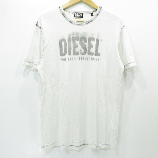 DIESEL | ディーゼル T-DIEGOR-E6 ロゴプリント半袖Tシャツ 半袖Ｔシャツ A06534 ホワイト×グレー サイズ：XL【三重本店】