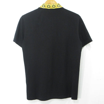 VERSACE | ヴェルサーチ Barocco Print Short Sleeve Polo Shirt バロックプリントロゴ刺繍半袖ポロシャツ ポロシャツ 1012260 1A10242 ブラック サイズ：S【三重本店】