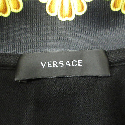VERSACE | ヴェルサーチ Barocco Print Short Sleeve Polo Shirt バロックプリントロゴ刺繍半袖ポロシャツ ポロシャツ 1012260 1A10242 ブラック サイズ：S【三重本店】