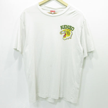 KENZO | ケンゾー Varsity Jungle Tiger T-Shirt バーシティジャングルタイガーTシャツ 虎プリント半袖Tシャツ ロゴワッペン 半袖Ｔシャツ FD65TS0074SO ホワイト系 ライトグレー サイズ：M【三重本店】