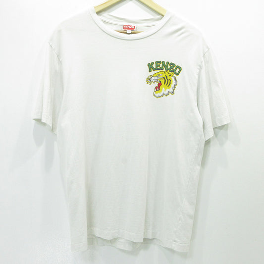 KENZO | ケンゾー Varsity Jungle Tiger T-Shirt バーシティジャングルタイガーTシャツ 虎プリント半袖Tシャツ ロゴワッペン 半袖Ｔシャツ FD65TS0074SO ホワイト系 ライトグレー サイズ：M【三重本店】