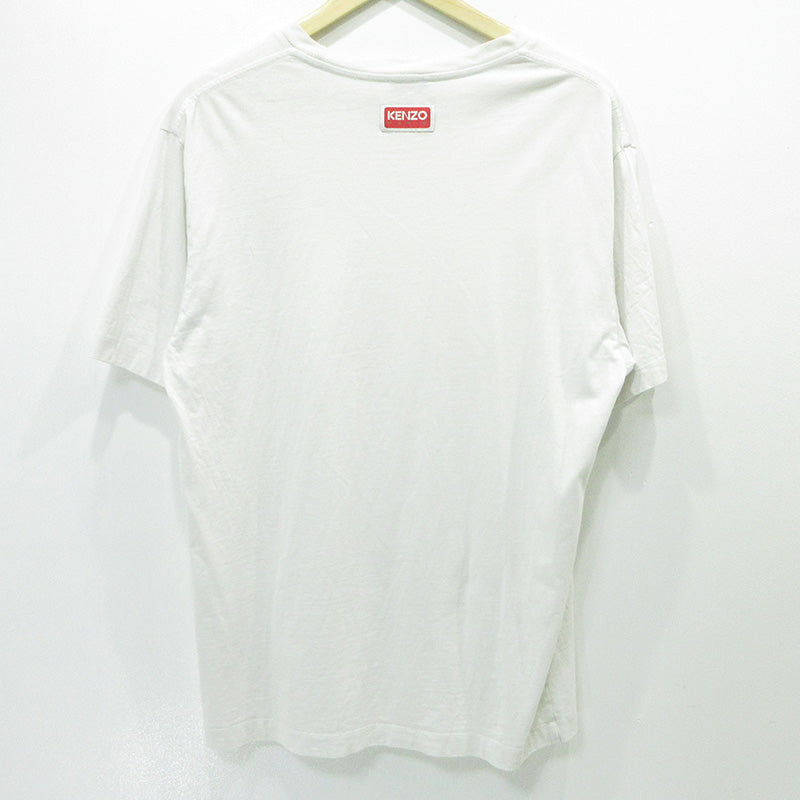 KENZO | ケンゾー Varsity Jungle Tiger T-Shirt バーシティジャングルタイガーTシャツ 虎プリント半袖Tシャツ ロゴワッペン 半袖Ｔシャツ FD65TS0074SO ホワイト系 ライトグレー サイズ：M【三重本店】