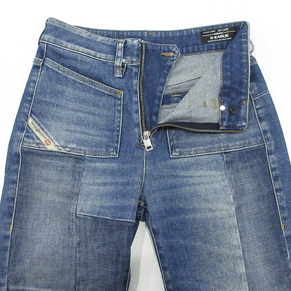 DIESEL | ディーゼル D-EARUE USED加工ジップフライフレアデニムパンツ ダメージ加工 切替え パッチワーク デニムパンツ 009NP ブルー サイズ：27【三重本店】