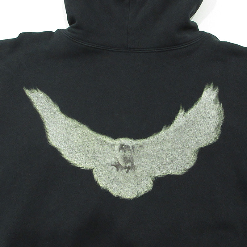 YEEZY | イージー × GAP × BALENCIAGA バレンシアガ DOVE HOODIE バックプリント長袖パーカー 鳩 パーカー 472996-00 ブラック(WASHED BLACK) サイズ：XL【三重本店】