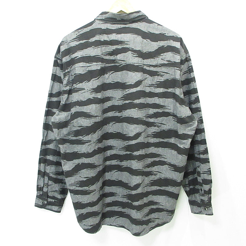 NEIGHBORHOOD | ネイバーフッド CAMO PATTERN CHAMBRAY SHIRT カモパターンシャンブレーシャツ ロゴワッペン総柄長袖シャツ 半袖シャツ 261TSNH-SHM10 グレー×ブラック サイズ：XL【三重本店】