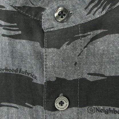 NEIGHBORHOOD | ネイバーフッド CAMO PATTERN CHAMBRAY SHIRT カモパターンシャンブレーシャツ ロゴワッペン総柄長袖シャツ 半袖シャツ 261TSNH-SHM10 グレー×ブラック サイズ：XL【三重本店】