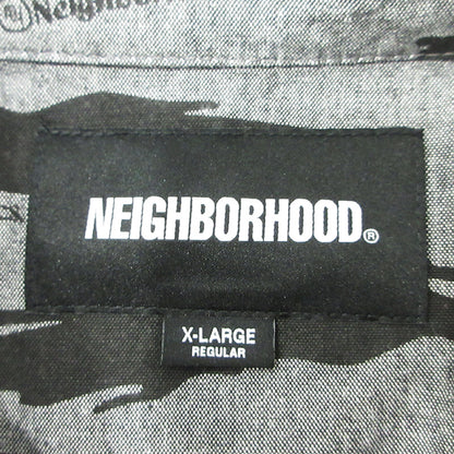 NEIGHBORHOOD | ネイバーフッド CAMO PATTERN CHAMBRAY SHIRT カモパターンシャンブレーシャツ ロゴワッペン総柄長袖シャツ 半袖シャツ 261TSNH-SHM10 グレー×ブラック サイズ：XL【三重本店】