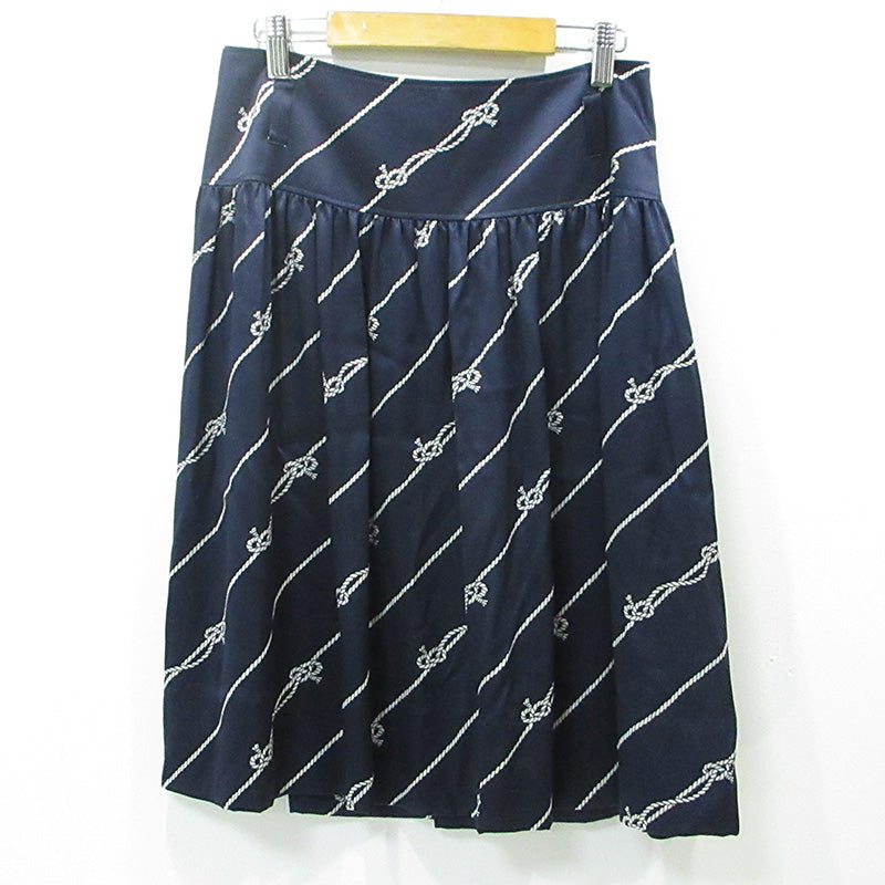 BURBERRY LONDON | バーバリーロンドン 総柄シルクスカート ロープ柄 スカート FXD10-103-32 ネイビー サイズ：38【三重本店】
