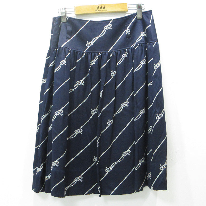 BURBERRY LONDON | バーバリーロンドン 総柄シルクスカート ロープ柄 スカート FXD10-103-32 ネイビー サイズ：38【三重本店】