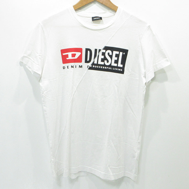 DIESEL | ディーゼル ロゴプリント半袖Tシャツ ステッチ加工 切替え 半袖Ｔシャツ ホワイト サイズ：L【三重本店】