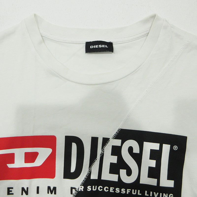 DIESEL | ディーゼル ロゴプリント半袖Tシャツ ステッチ加工 切替え 半袖Ｔシャツ ホワイト サイズ：L【三重本店】