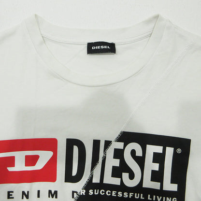 DIESEL | ディーゼル ロゴプリント半袖Tシャツ ステッチ加工 切替え 半袖Ｔシャツ ホワイト サイズ：L【三重本店】