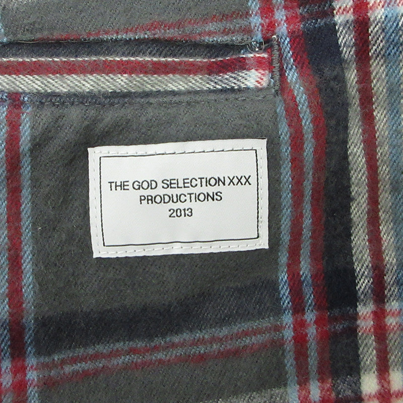 GOD SELECTION XXX | ゴッドセレクショントリプルエックス フランネルイージーパンツ 総柄起毛コットンパンツ チェック柄 パンツ グレー サイズ：XL【三重本店】
