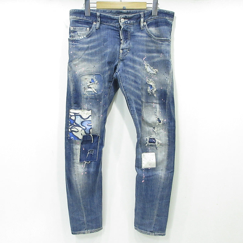 DSQUARED2 | ディースクエアード USED加工ボタンフライデニムパンツ ダメージ加工 デニムパンツ ブルー サイズ：46【三重本店】