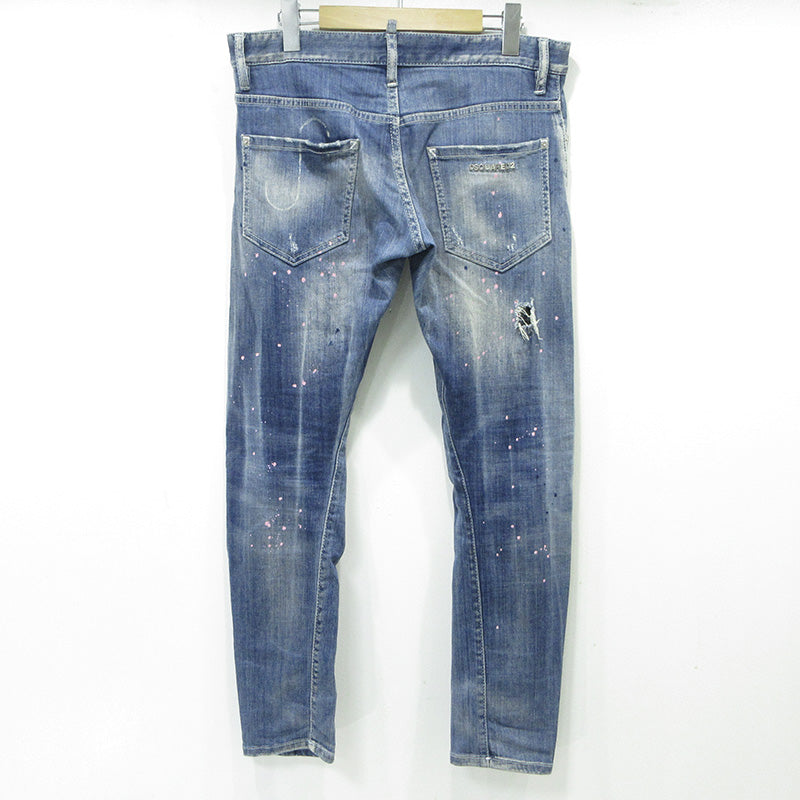 DSQUARED2 | ディースクエアード USED加工ボタンフライデニムパンツ ダメージ加工 デニムパンツ ブルー サイズ：46【三重本店】