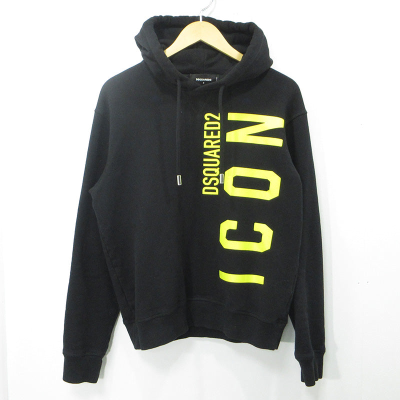 DSQUARED2 | ディースクエアード ICON HOODIE アイコンフーディ ロゴプリント長袖パーカー 裏起毛 パーカー S79GU0086 ブラック サイズ：S【三重本店】