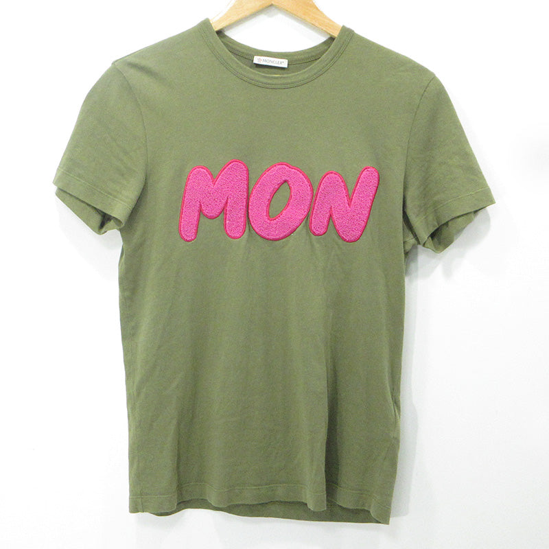 MONCLER | モンクレール ロゴ刺繍半袖Tシャツ パイル刺繍 サガラ刺繍 半袖Ｔシャツ F10918C72810 カーキグリーン サイズ：S【三重本店】