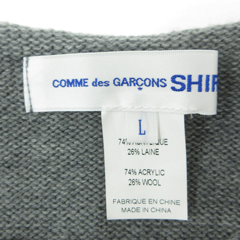 COMME des GARCONS | コムデギャルソン SHIRT シャツ Acrylic Wool Intarsia Gauge 7 アクリルウールインターシャゲージ7 ウール混ロゴ長袖ニット セーター ニット FP-N006 グレー サイズ：L【三重本店】