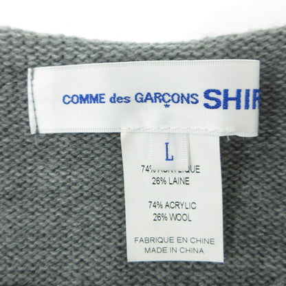 COMME des GARCONS | コムデギャルソン SHIRT シャツ Acrylic Wool Intarsia Gauge 7 アクリルウールインターシャゲージ7 ウール混ロゴ長袖ニット セーター ニット FP-N006 グレー サイズ：L【三重本店】