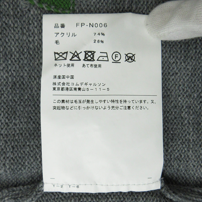 COMME des GARCONS | コムデギャルソン SHIRT シャツ Acrylic Wool Intarsia Gauge 7 アクリルウールインターシャゲージ7 ウール混ロゴ長袖ニット セーター ニット FP-N006 グレー サイズ：L【三重本店】