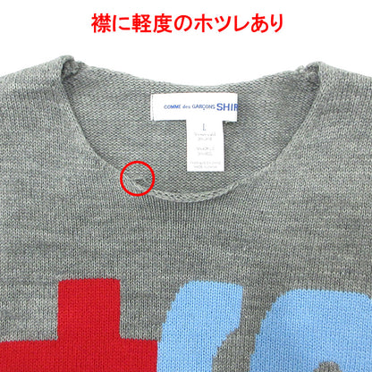 COMME des GARCONS | コムデギャルソン SHIRT シャツ Acrylic Wool Intarsia Gauge 7 アクリルウールインターシャゲージ7 ウール混ロゴ長袖ニット セーター ニット FP-N006 グレー サイズ：L【三重本店】