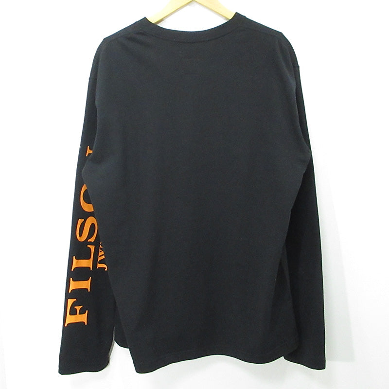 JUNYA WATANABE | ジュンヤワタナベ × FILSON フィルソン ロゴプリント長袖Tシャツ 25AW 裏起毛 長袖Ｔシャツ WP-T008 ブラック サイズ：L【三重本店】