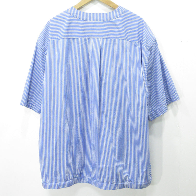 Sacai | サカイ COTTON PULLOVER SHIRT コットンプルオーバーシャツ 24SS 総柄肩ボタン胸ポケット付き半袖シャツ ストライプ柄 半袖Ｔシャツ 24-03406M ブルー サイズ：4【三重本店】