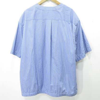 Sacai | サカイ COTTON PULLOVER SHIRT コットンプルオーバーシャツ 24SS 総柄肩ボタン胸ポケット付き半袖シャツ ストライプ柄 半袖Ｔシャツ 24-03406M ブルー サイズ：4【三重本店】
