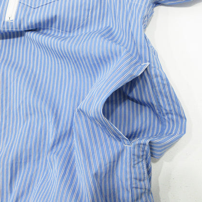 Sacai | サカイ COTTON PULLOVER SHIRT コットンプルオーバーシャツ 24SS 総柄肩ボタン胸ポケット付き半袖シャツ ストライプ柄 半袖Ｔシャツ 24-03406M ブルー サイズ：4【三重本店】