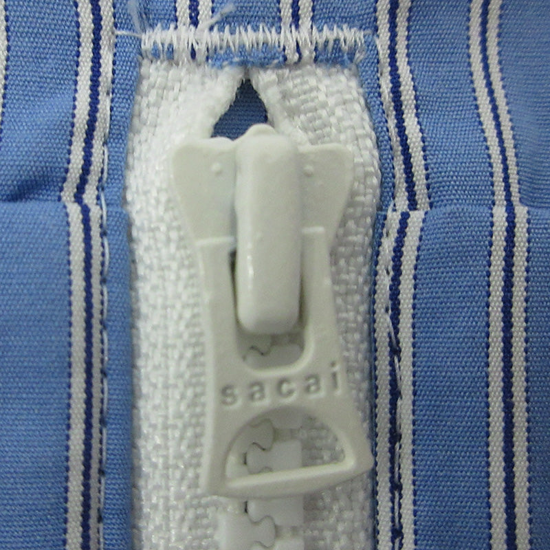 Sacai | サカイ COTTON PULLOVER SHIRT コットンプルオーバーシャツ 24SS 総柄肩ボタン胸ポケット付き半袖シャツ ストライプ柄 半袖Ｔシャツ 24-03406M ブルー サイズ：4【三重本店】
