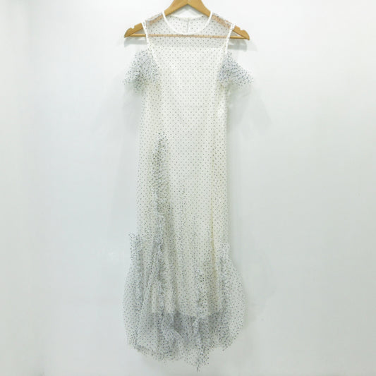 snidel | スナイデル ランダムフリルチュールドレス ワンピース SWFO242158 ホワイト サイズ：1【三重本店】