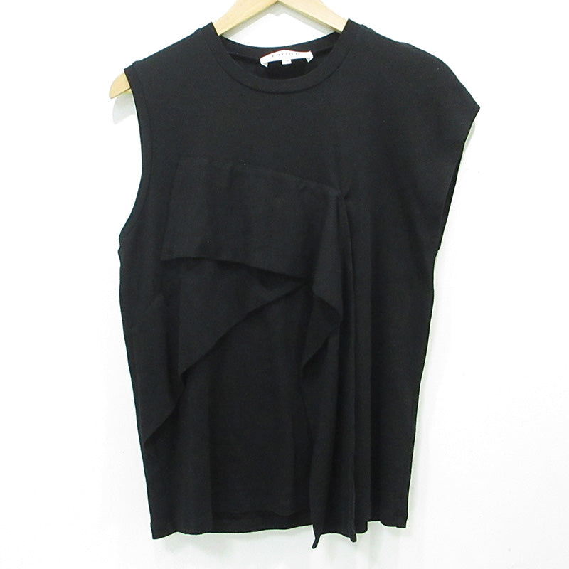 ENFOLD | エンフォルド アシンメトリラッフルデザインノースリーブTシャツ フリルタンクトップ タンクトップ 300AS280-2280 ブラック サイズ：38【三重本店】