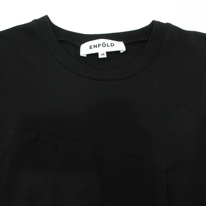 ENFOLD | エンフォルド アシンメトリラッフルデザインノースリーブTシャツ フリルタンクトップ タンクトップ 300AS280-2280 ブラック サイズ：38【三重本店】