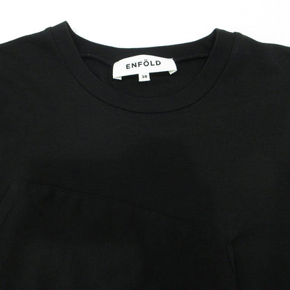ENFOLD | エンフォルド アシンメトリラッフルデザインノースリーブTシャツ フリルタンクトップ タンクトップ 300AS280-2280 ブラック サイズ：38【三重本店】