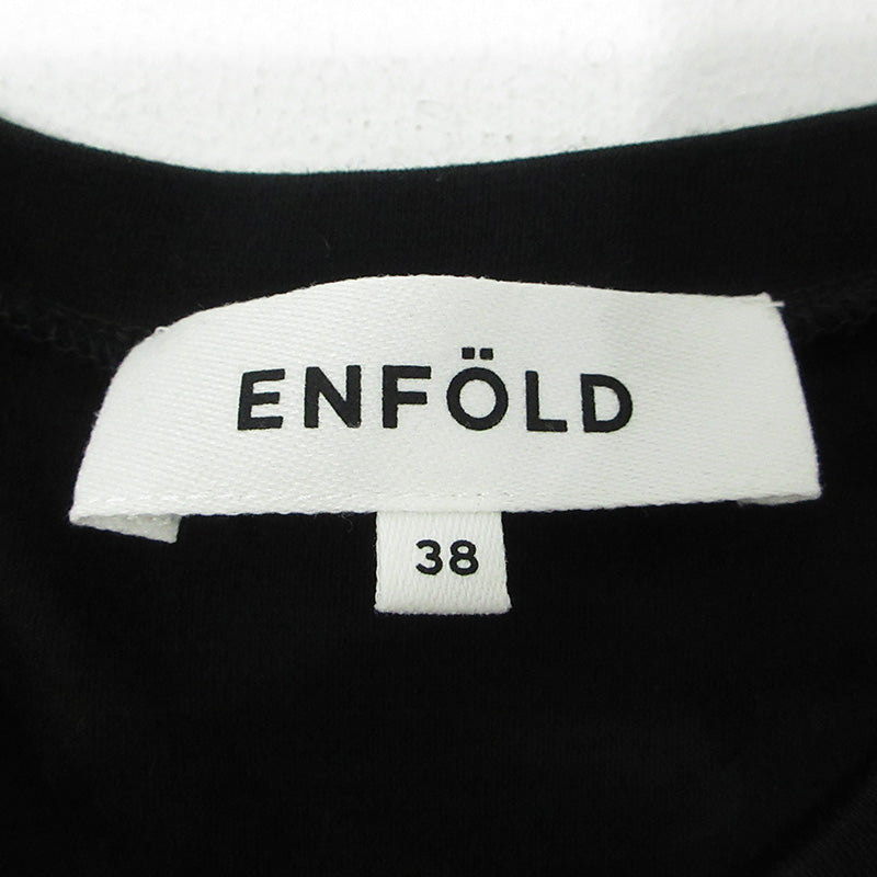 ENFOLD | エンフォルド アシンメトリラッフルデザインノースリーブTシャツ フリルタンクトップ タンクトップ 300AS280-2280 ブラック サイズ：38【三重本店】