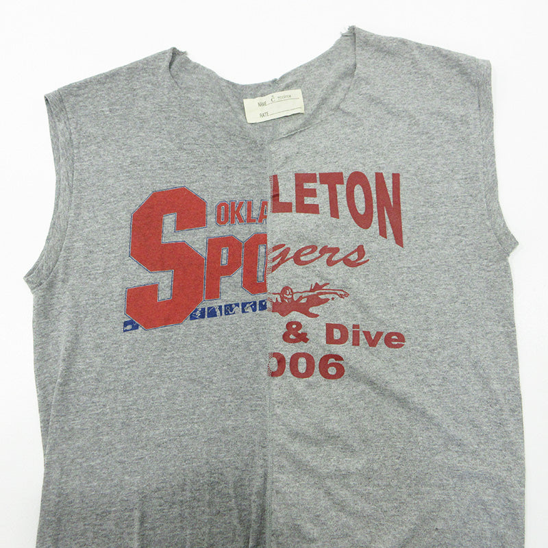 77CIRCA | ナナナナサーカ リメイクノースリーブ切替えワンピース ロゴプリントTシャツワンピース ワンピース グレー サイズ：不明【三重本店】