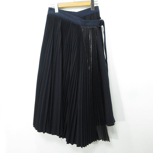 Sacai | サカイ ウールプリーツラップスカート 16AW カットオフ加工 スカート 16-02752 ネイビー(940) サイズ：1【三重本店】