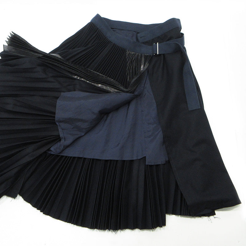 Sacai | サカイ ウールプリーツラップスカート 16AW カットオフ加工 スカート 16-02752 ネイビー(940) サイズ：1【三重本店】