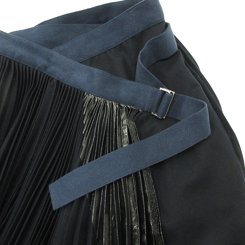 Sacai | サカイ ウールプリーツラップスカート 16AW カットオフ加工 スカート 16-02752 ネイビー(940) サイズ：1【三重本店】
