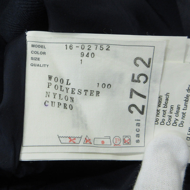 Sacai | サカイ ウールプリーツラップスカート 16AW カットオフ加工 スカート 16-02752 ネイビー(940) サイズ：1【三重本店】