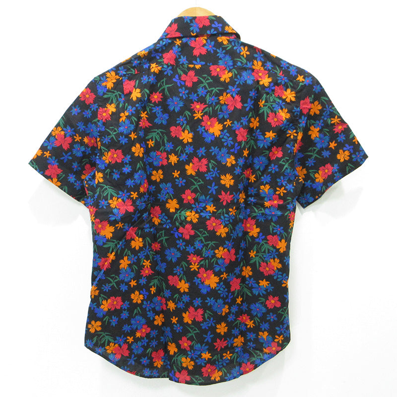 Paul Smith | ポール・スミス 総柄半袖シャツ フラワープリント 花柄 半袖シャツ 262321 ブラック×ブルー マルチカラー サイズ：M【三重本店】