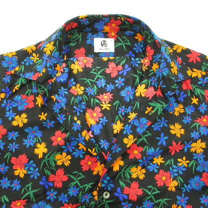 Paul Smith | ポール・スミス 総柄半袖シャツ フラワープリント 花柄 半袖シャツ 262321 ブラック×ブルー マルチカラー サイズ：M【三重本店】