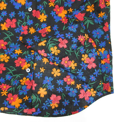 Paul Smith | ポール・スミス 総柄半袖シャツ フラワープリント 花柄 半袖シャツ 262321 ブラック×ブルー マルチカラー サイズ：M【三重本店】